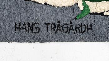 Hans Trädgårdh, tuftad tapet, "Åskådarna", ca 225 x 820 cm, signerad.