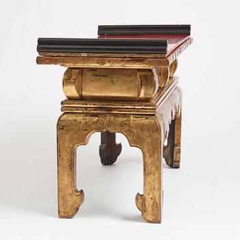 A Japanese lacquered and qilded Buddhist altar table or Butsudan.  Edo period (1603-1868).