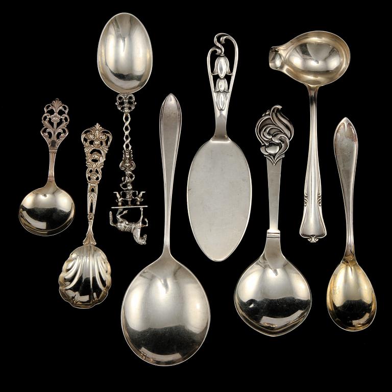 PARTI UPPLÄGGNINGSBESTICK, 8 st, silver, 1900-tal. Vikt 440 g.