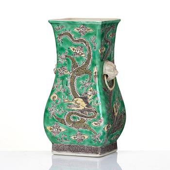 A famille verte bisquit vase, Qing dynasty, Kangxi (1662-1722).