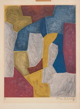 Serge Poliakoff, "Composition carmin, jaune, grise et bleue".