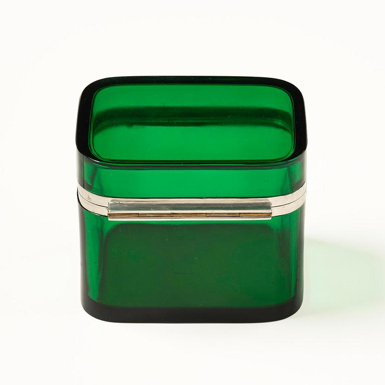Josef Frank, a pewter mounted green-tinted glass box, Firma Svenskt Tenn.