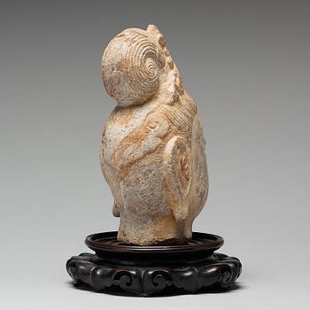 A stone sculpture of Guanyin, presumably Ming dynasty, 17th Century.