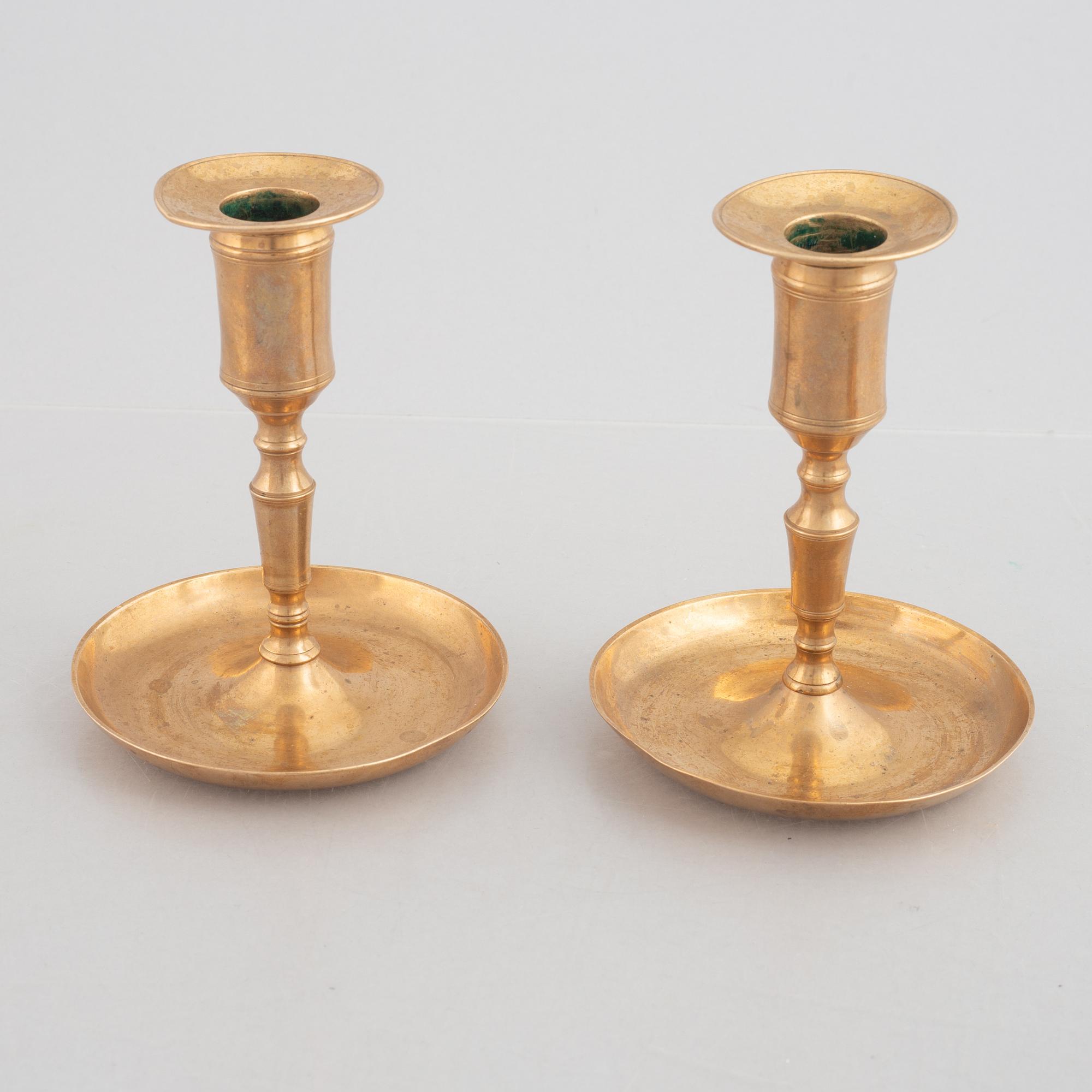 Tree Pairs of Swedish Brass Candlesticks from Skultuna Messingsbruk, 19th Century.