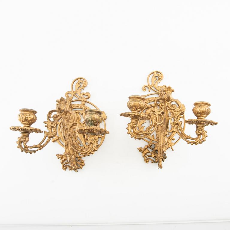 Wall sconces, a pair in the Louis XV style, circa 1900.