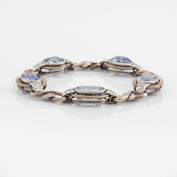 Oval sapphire and eight cut diamond bracelet.