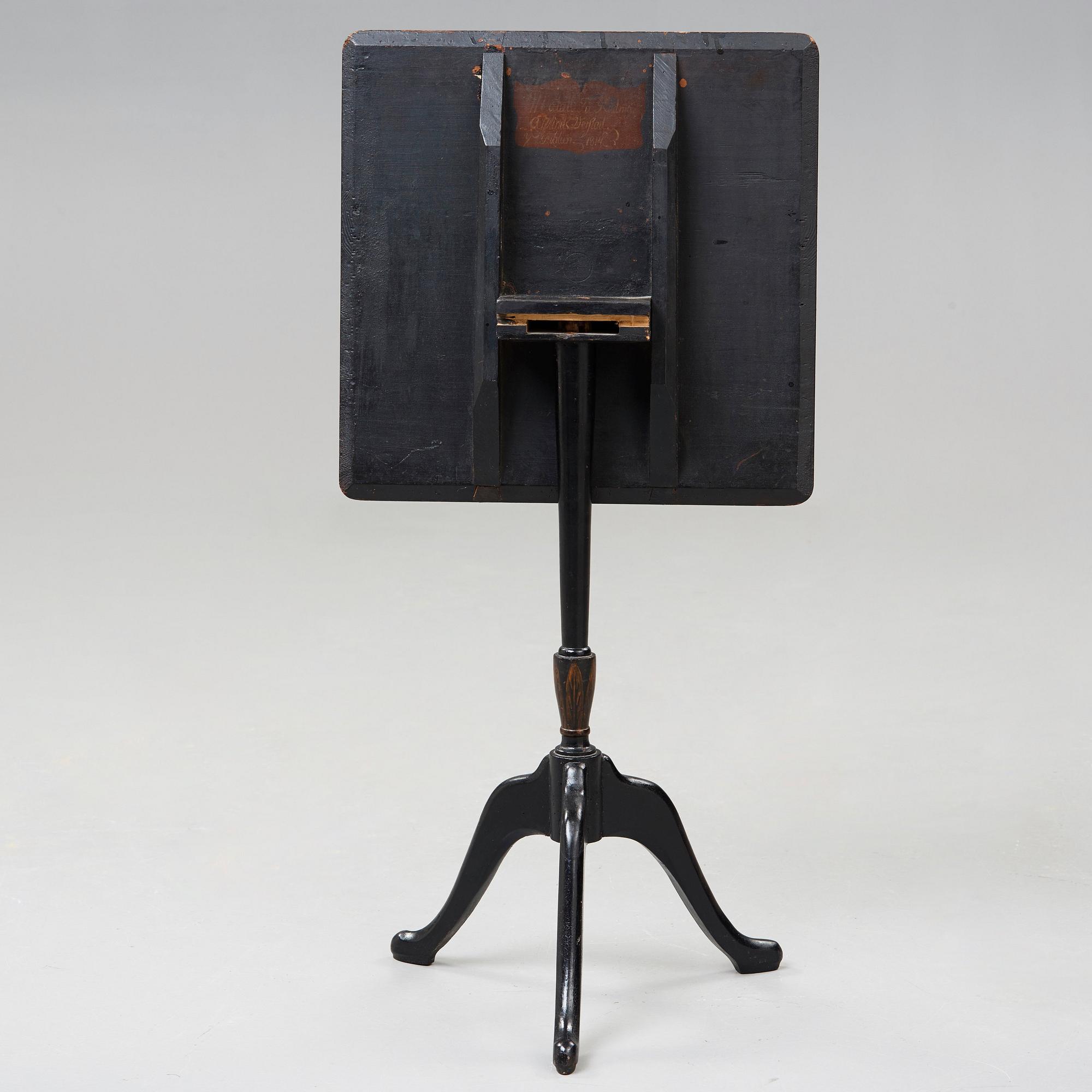 A Swedish tilt top table, from Nils Asplind's workshop signed and dated 1814.