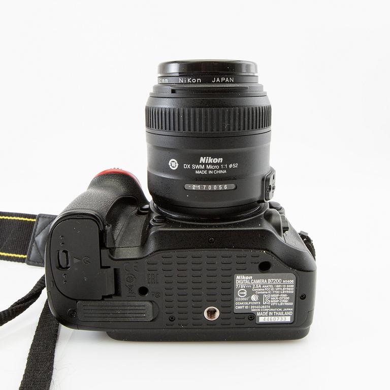 Camera Nikon D7200 along with 5 lenses and a bag.