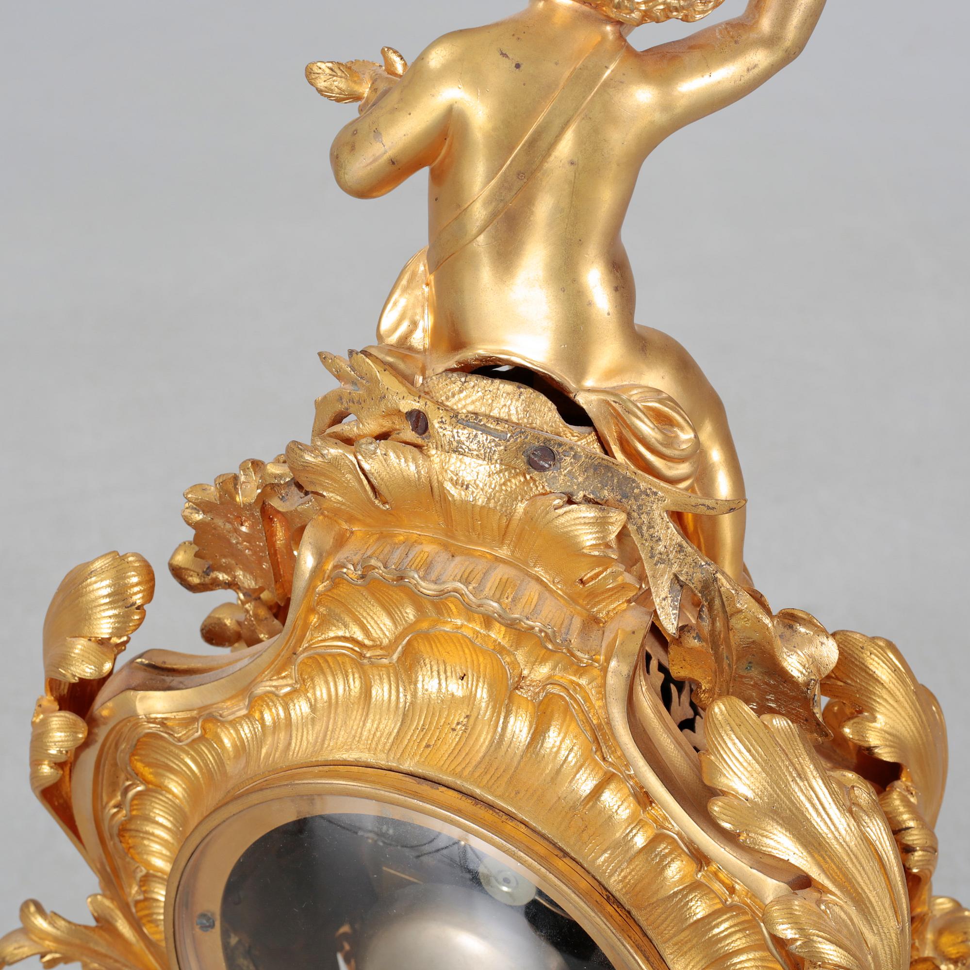 A table clock, clockwork marked "Vr PAILLARD A PARIS, RODIER A PARIS", mid/second half of the 19th century.