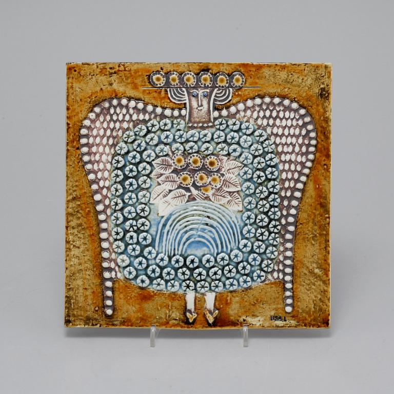 A stoneware wall relief by Lisa Larson, from the latter half of the 20th century.