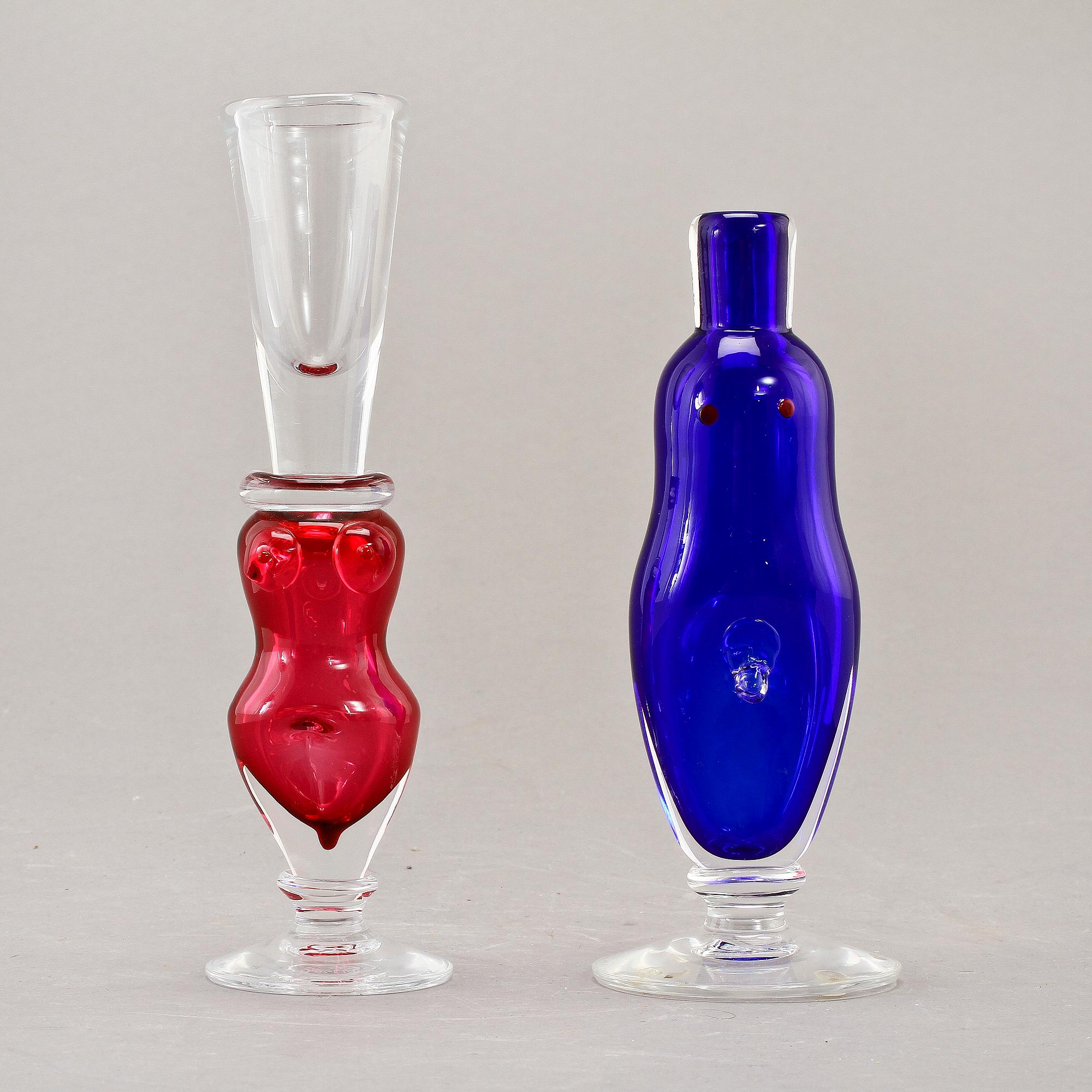 GLAS samt FLASKA, Strömbergshyttan, Erik Höglund, sign o dat 1997.