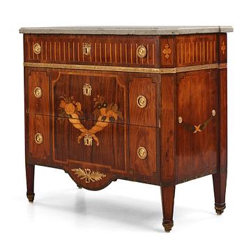 A Gustavian marquetry commode by G. foltiern (master in Stockholm 1771-1804).