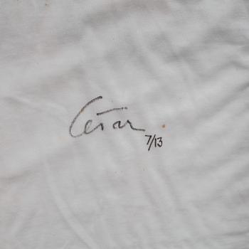 CÉSAR BALDACCINI, inramad t-shirt, signerad och numrerad 7/13.