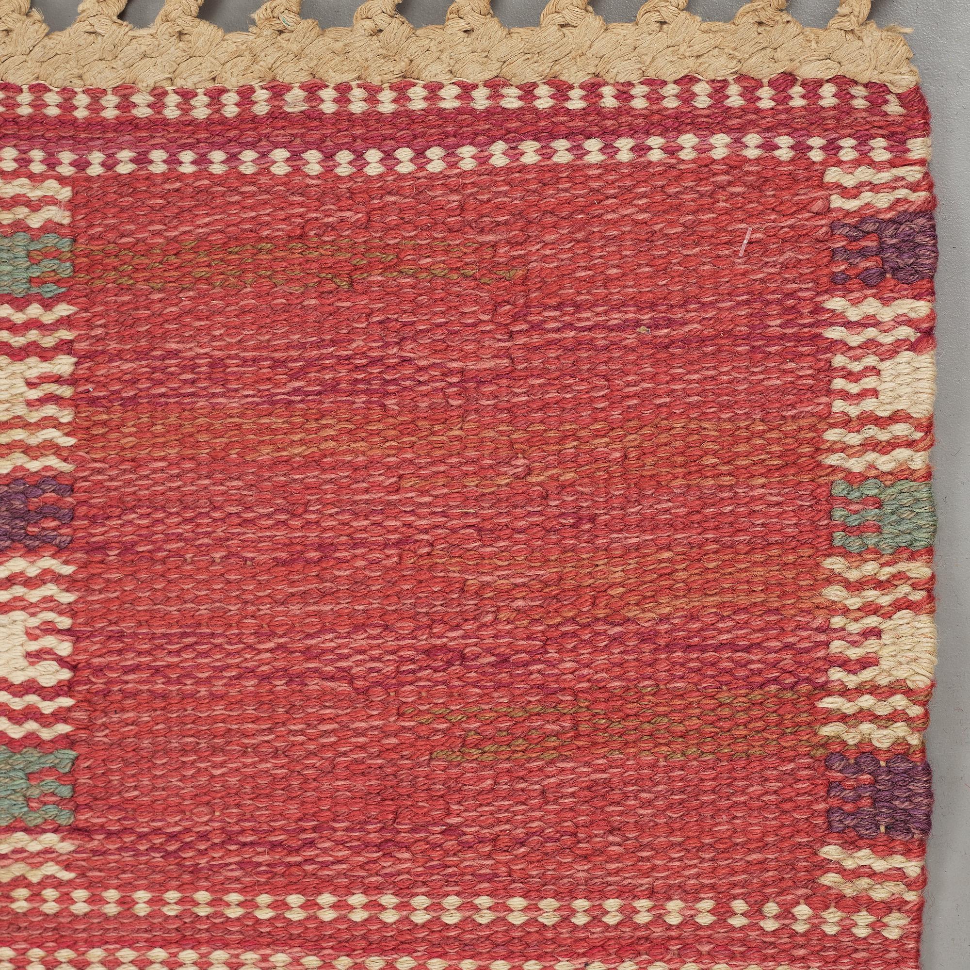 Barbro Nilsson, MATTA, "Falurutan, röd Borås", rölakan, ca 210 x 141 cm, signerad AB MMF BN.