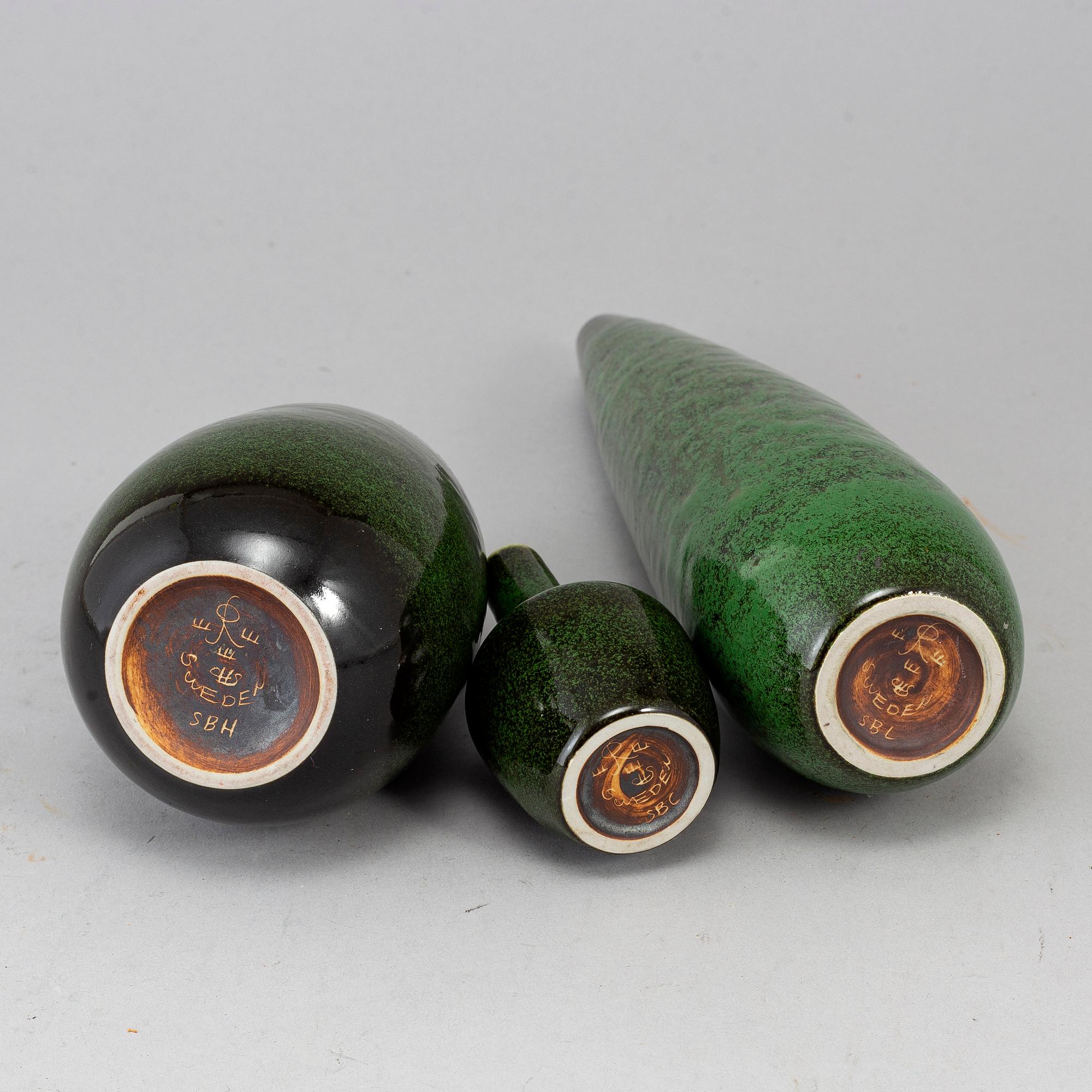 CARL-HARRY STÅLHANE, 3 stoneware, vases, Rörstrand.
