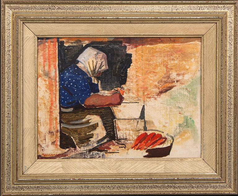 Axel Olson, oil on panel signed and dated 45.