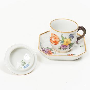 Royal Copenhagen, 19 cream cups with saucers, “Sachsisk Blomst”, Denmark, 1890–1922.
