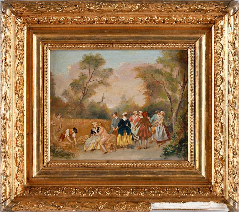 OKÄND KONSTNÄR, olja på pannå. 1800-talets slut.