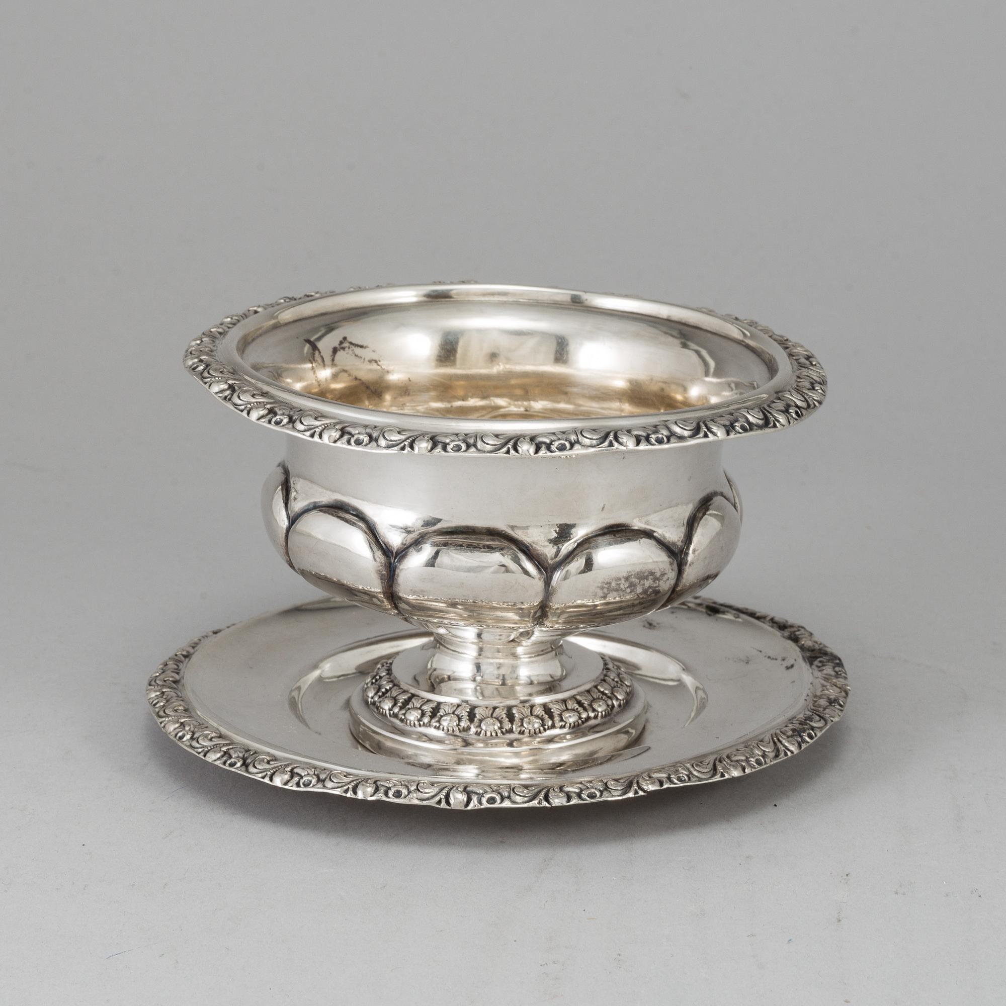 A silver sauce bowl by Carl Nyström Stockholm 1844.