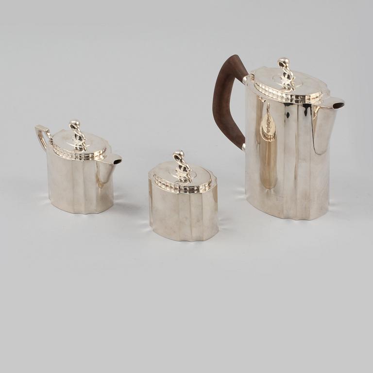 KAFFESERVIS, 3 delar, silver, Mexico, 1900-tal, total vikt 1255 gram.