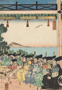 Utagawa Kuniyoshi, a set of four woodblock prints in colours, mid 19th Century.