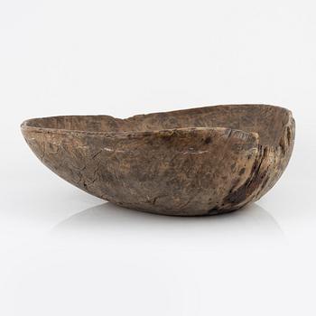 A wood bowl, dated 1765.