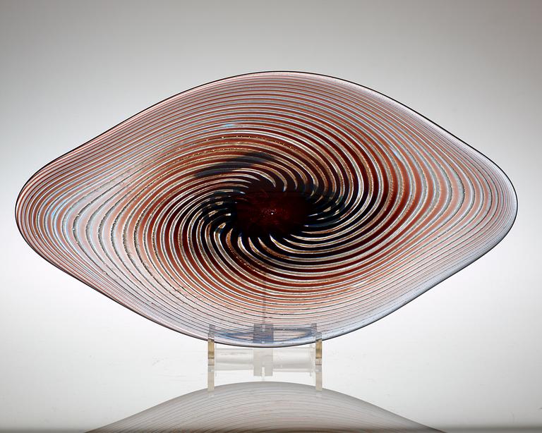 An Edward Hald 'Aqua-Graal' glass dish, Orrefors, Sweden 1958.