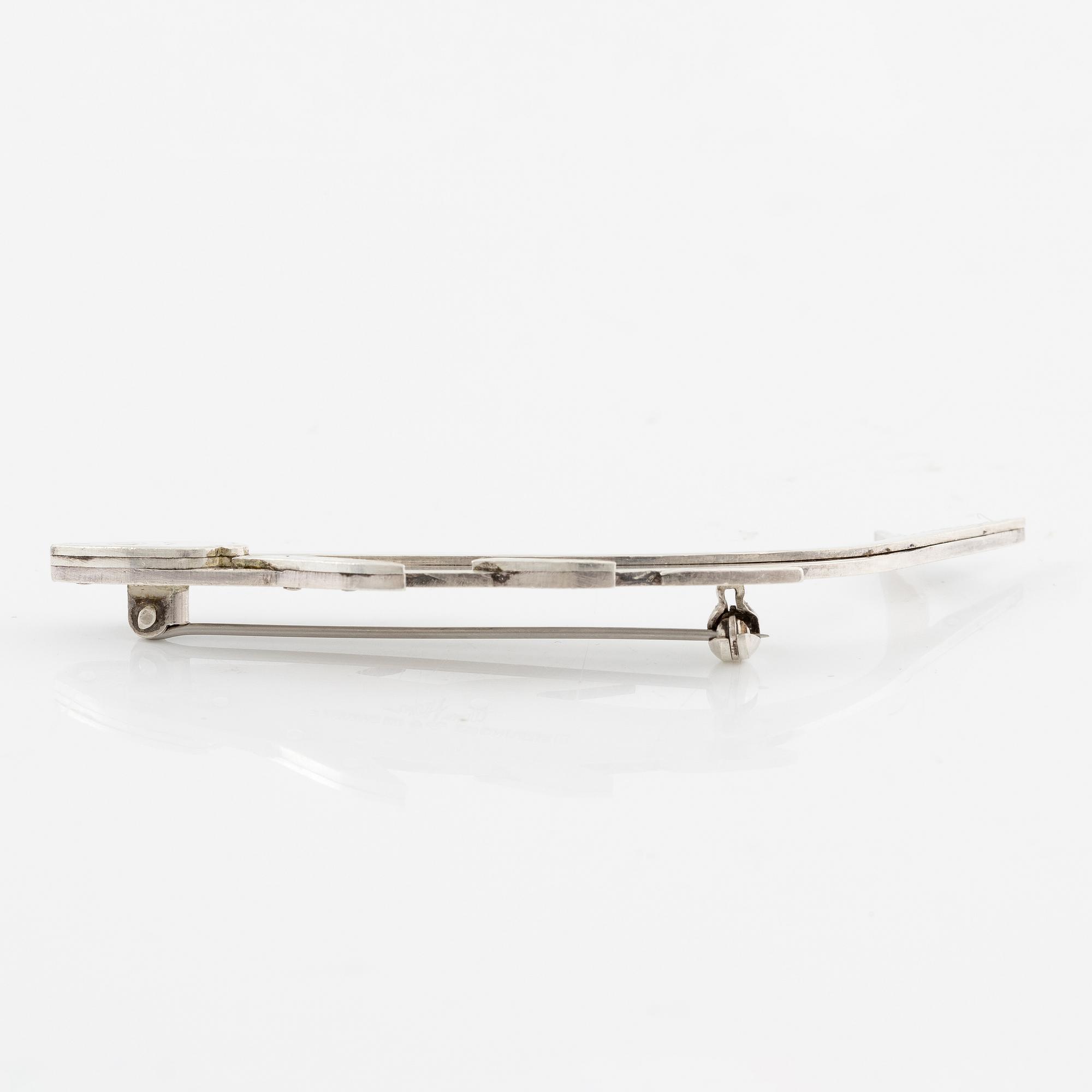 Wiwen Nilsson, a brooch, in the shape of a fish, silver, Lund 1961.