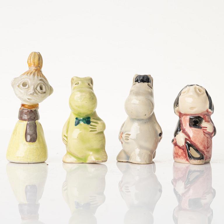 Signe Hammarsten-Jansson, figurines, 4 pcs, "Moomin", Arabia, 1950s.