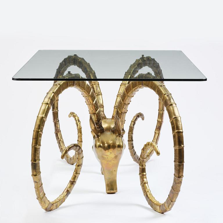 Alain Chervet, a brass and glass 'Ibex' dining table, France, 1970's.