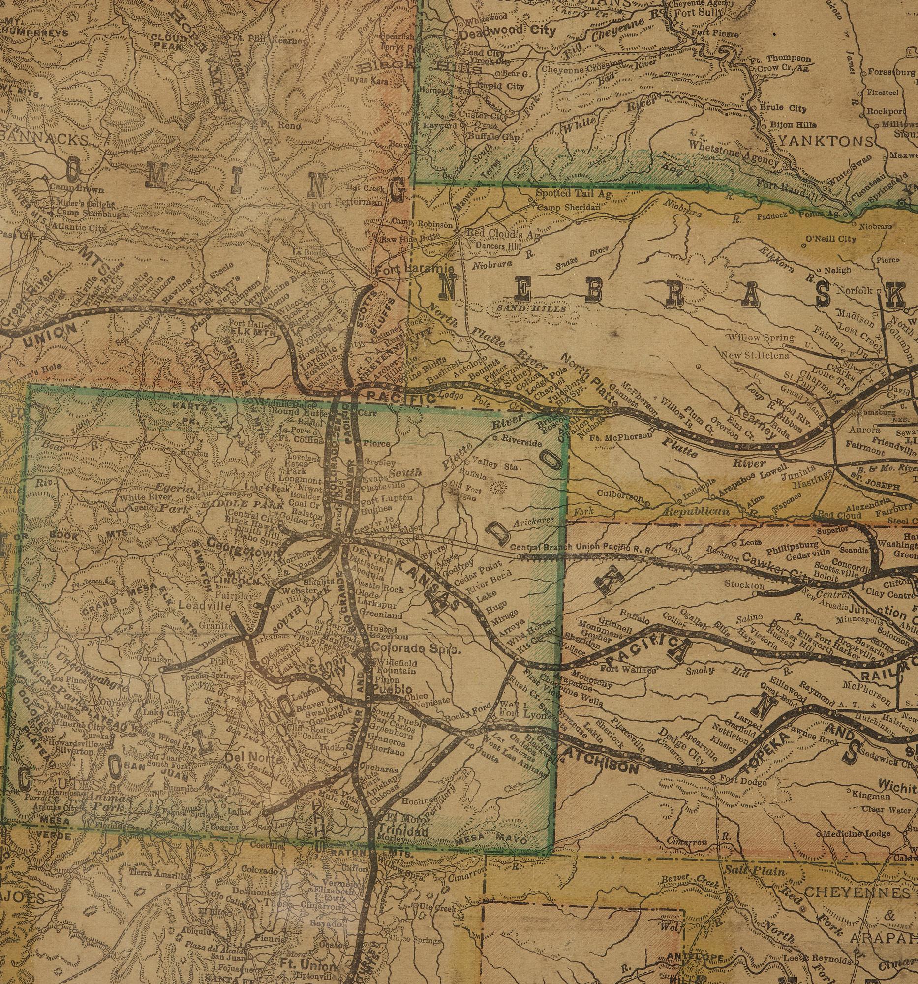 JÄRNVÄGSKARTA, USA. "New Railroad Map of the United States. And the Dominion of Canada....".