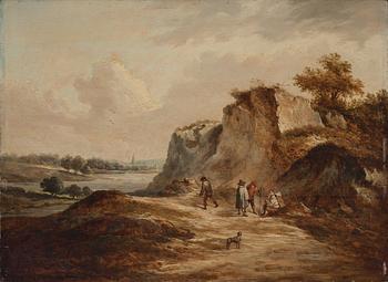 603. David Teniers d.y Follower of, Landscape with figures on a road.