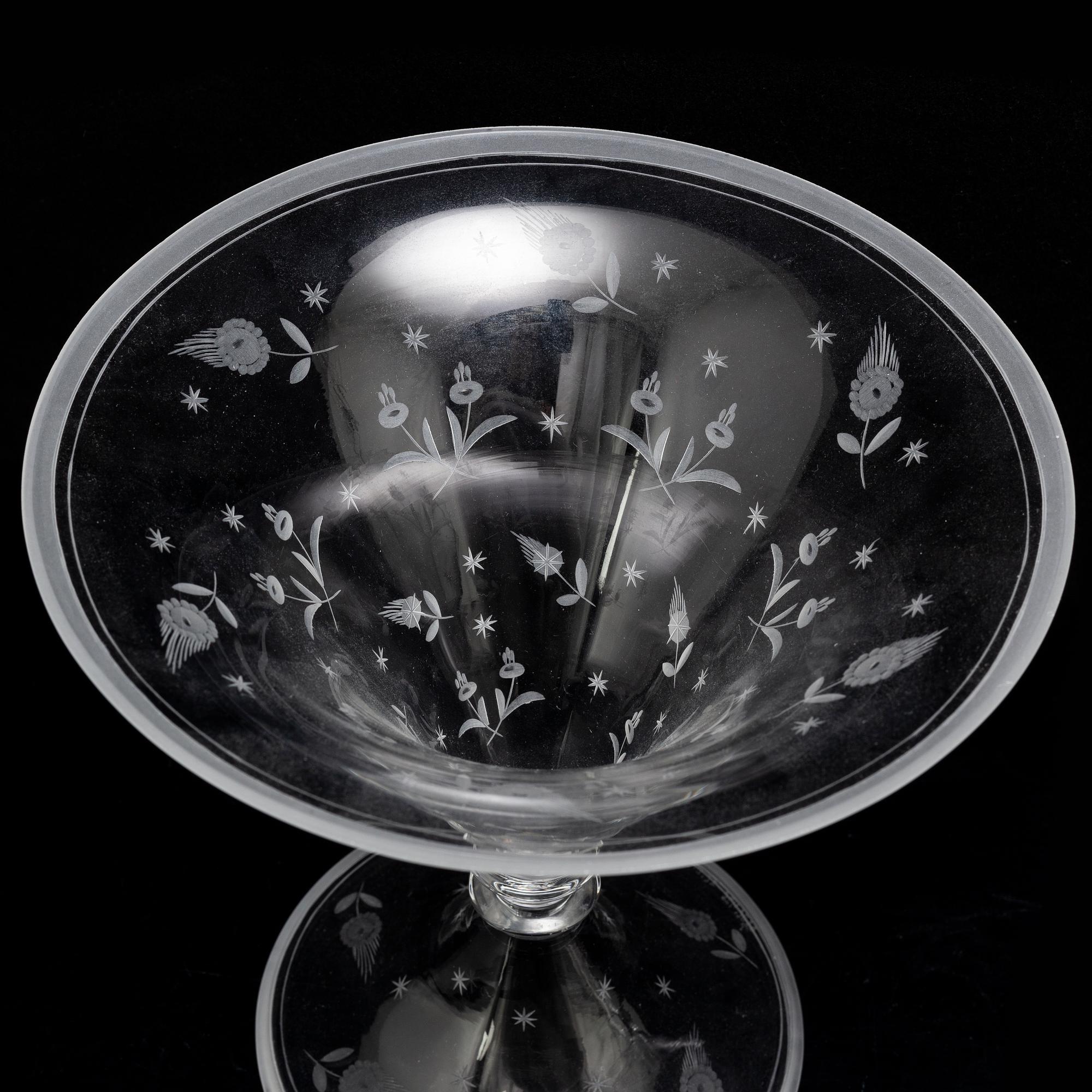 Three glass vases, from Orrefors and Kosta, first half of the 20th century.