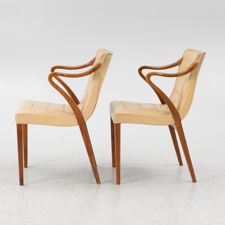 Axel Larsson, karmstolar, ett par, modell 1208, Svenska Möbelfabrikerna Bodafors.