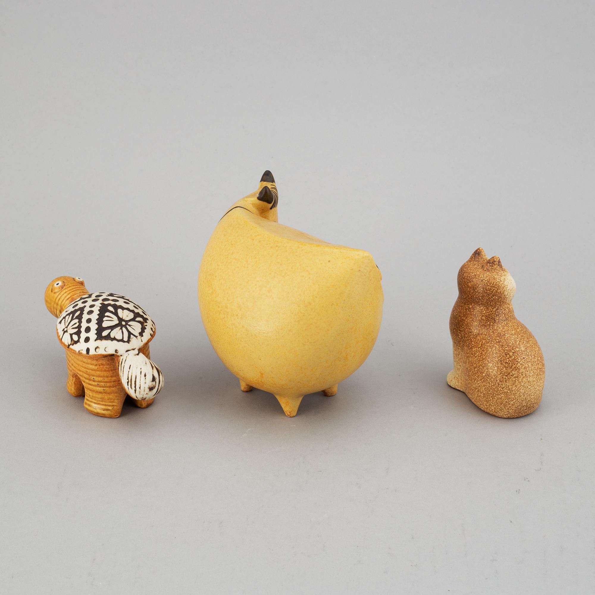 Lisa Larson, three stoneware figurines, Gustavsberg.