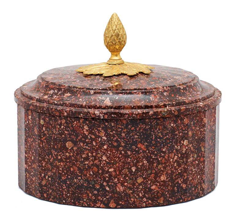 A Swedish Empire 19th century porphyry butter box.