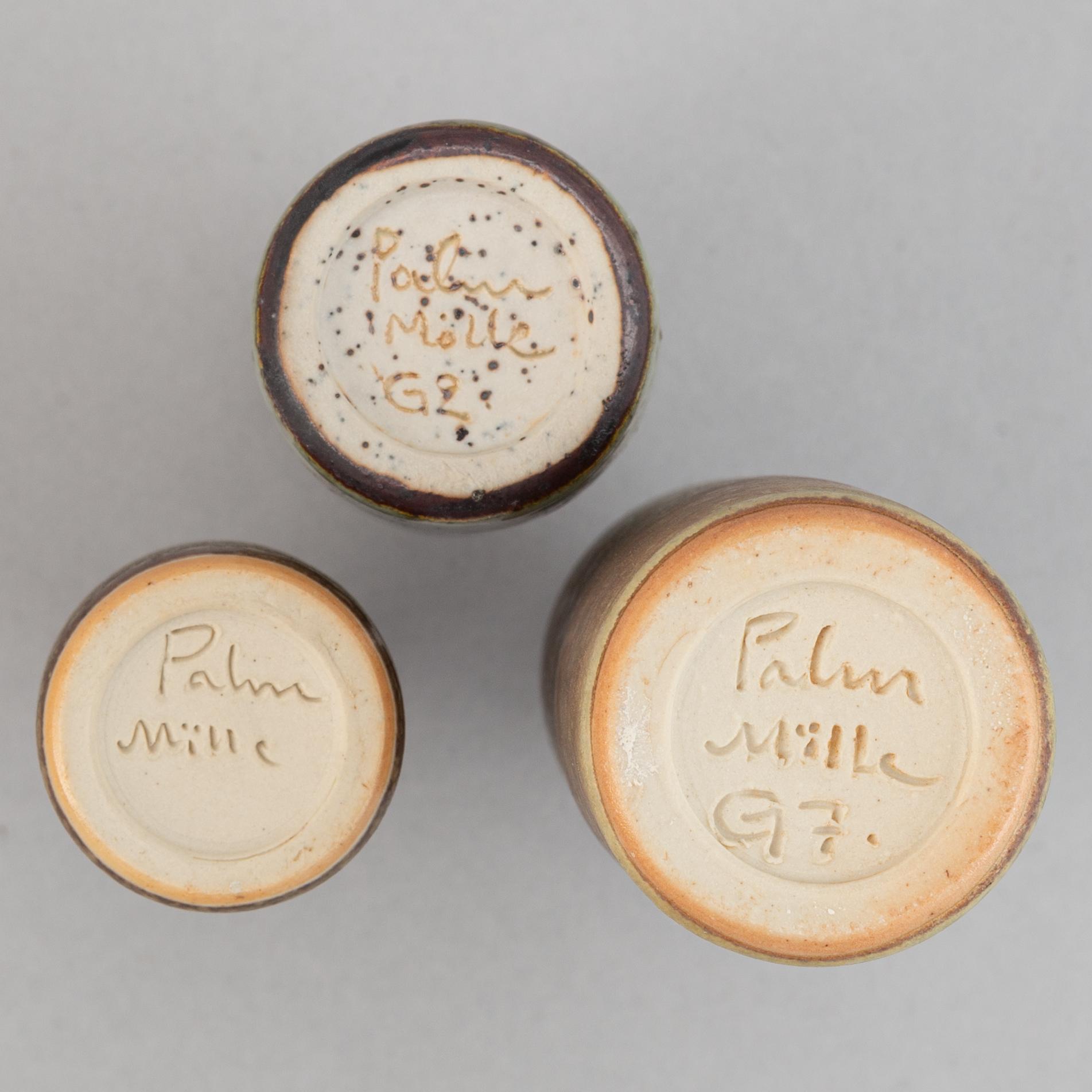 Rolf Palm, a set of ten stoneware miniature vases, Mölle.