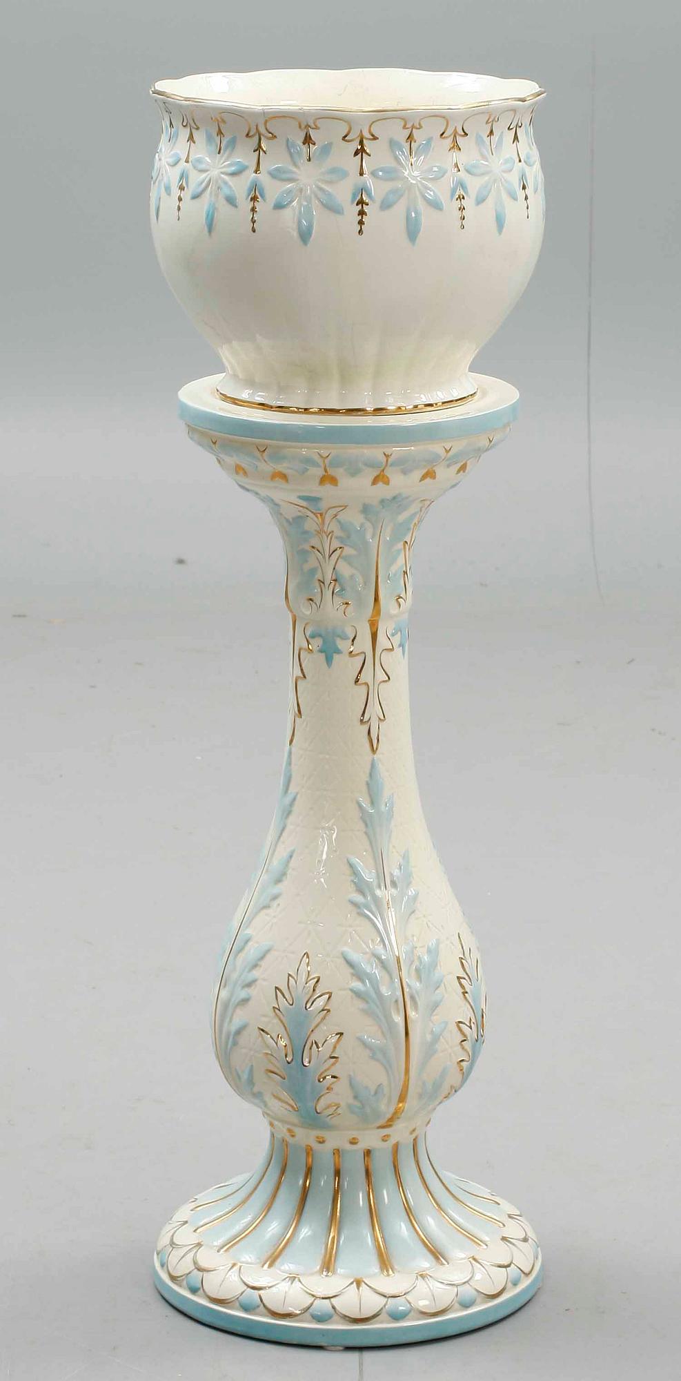 PIEDESTAL med YTTERFODER, flintgods, Rörstrand, 1800/1900-tal.