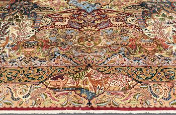 A CARPET, Figural Kashmar, ca 400 x 295 cm.