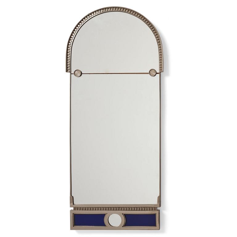 Swedish Grace, a white metal framed mirror by Herman Bergman, Stockholm 1920-30's.