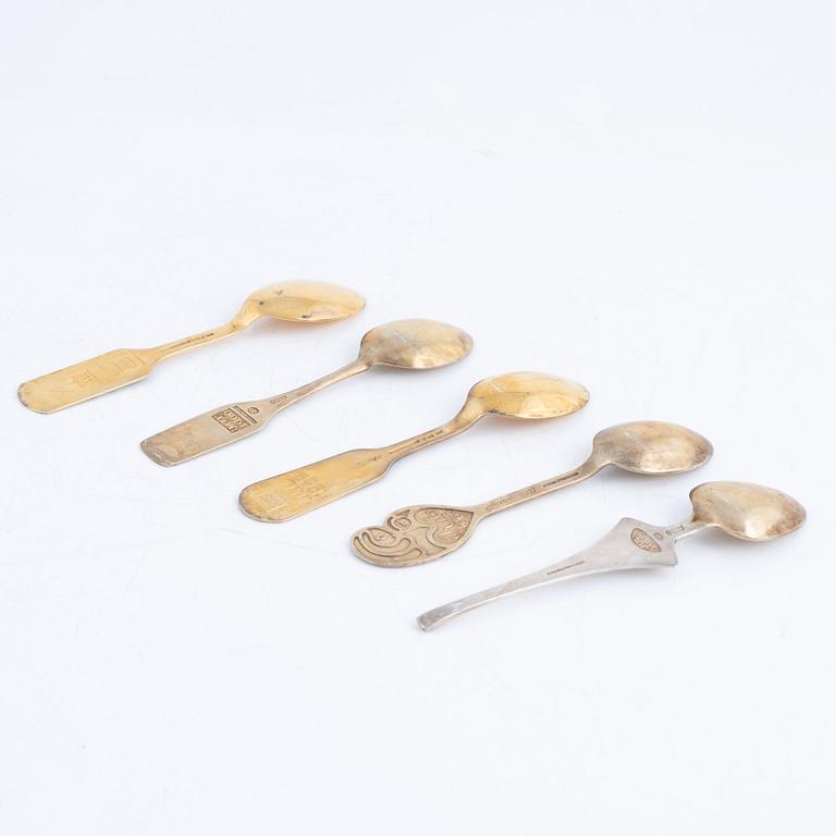 Anton Michelsen, Christmas cutlery, 13 pieces, gilded sterling silver and enamel, Denmark.