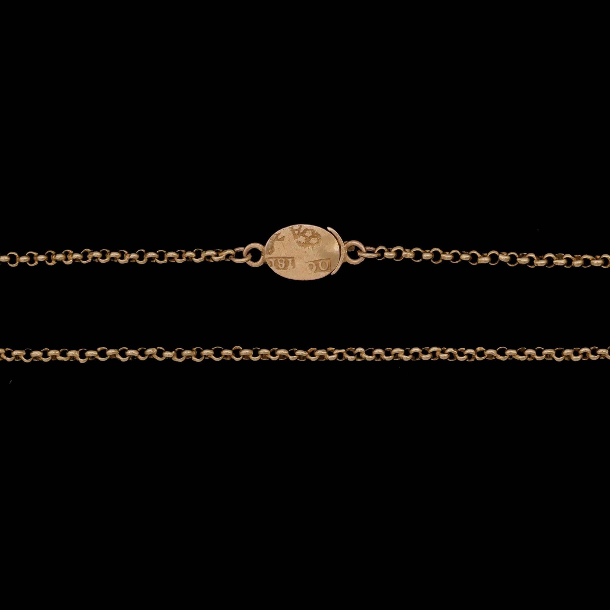 MEDALJONG OCH HALSKEDJA, 18k guld, Sverige och Frankrike 1800-tal. Tot vikt 23,3g.