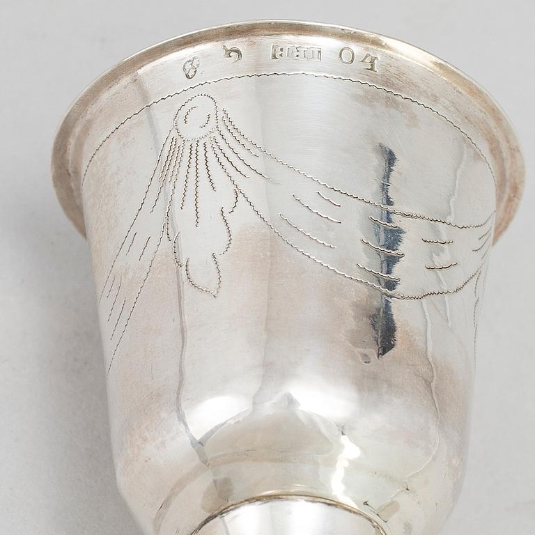 A silver drinking cup by Jacob Richard Borg in Gävle 1844. Weight ca 25 gram.