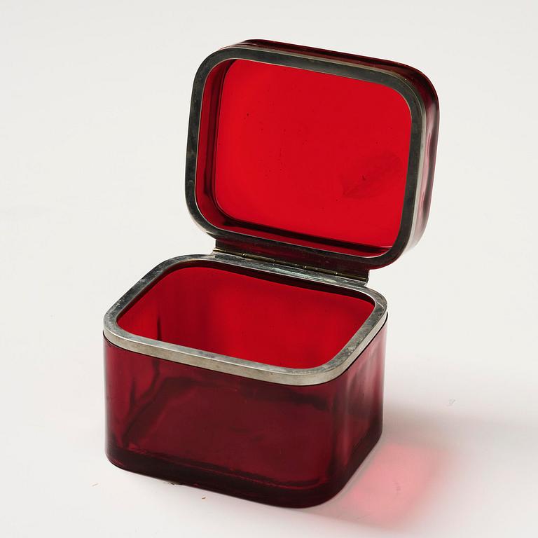 Josef Frank, a pewter mounted red-tinted glass box, Firma Svenskt Tenn.