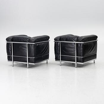 a pair of "LC2" armchairs, Cassina, second half of the 20th century.