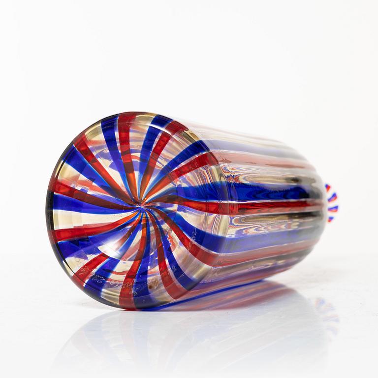 Paolo Venini, an 'a canne'-technique glass vase, Murano, 1988, Italy ed. 226/250.