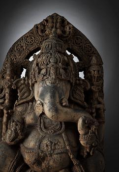 A stone figure of Ganesha, India, Karnataka, Hoysala period, 11/12th Century.