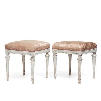 57. A pair of Gustavian stools by Erik Öhrmark (master in Stockholm 1777-1813).