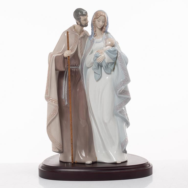 Lladró, figuriner, 4 st, "Holy family", samt "Three Kings", Spanien.