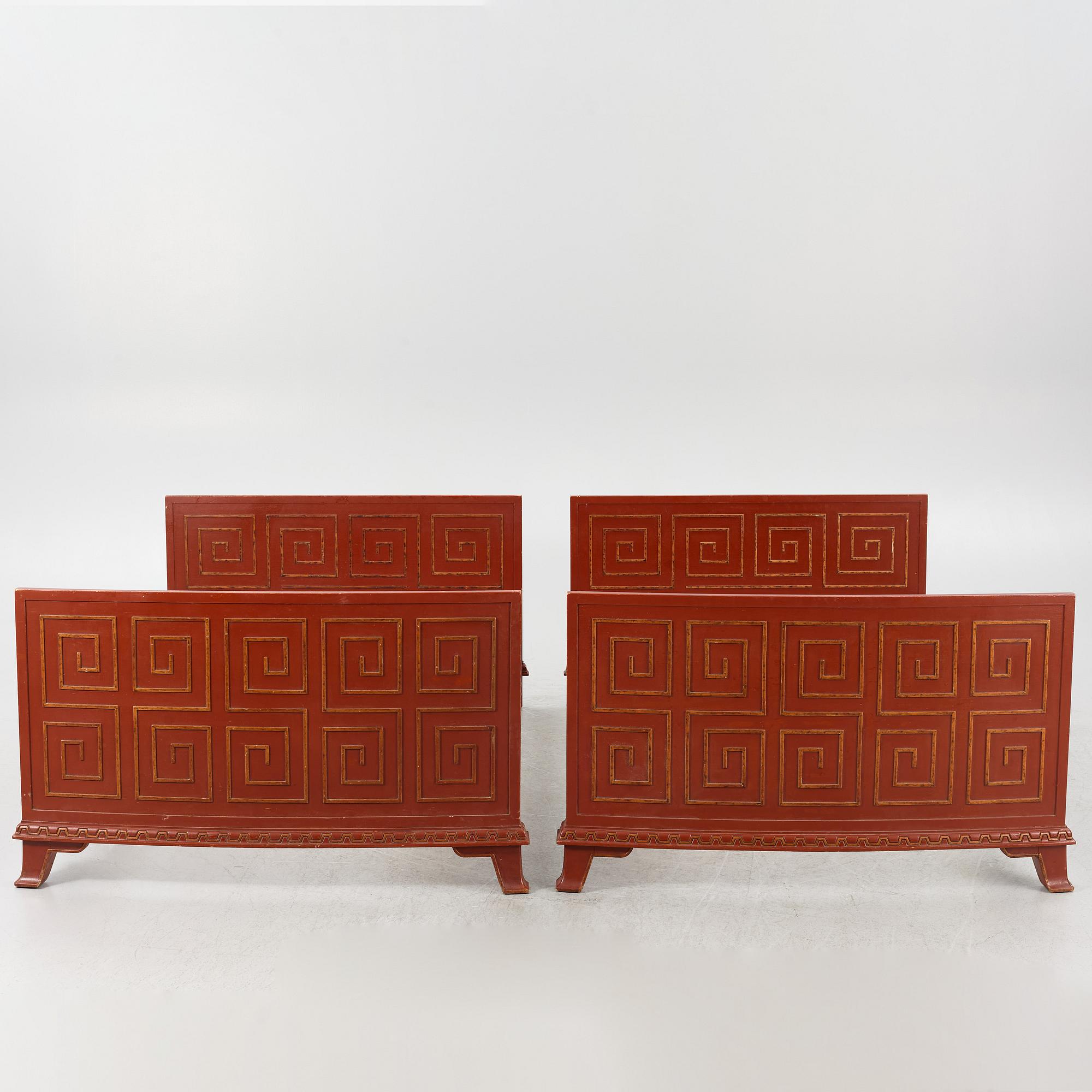 Axel Einar Hjorth, a pair of "Åbo" bed frames, Nordiska Kompaniet, Swedish Grace, 1920s-30s.